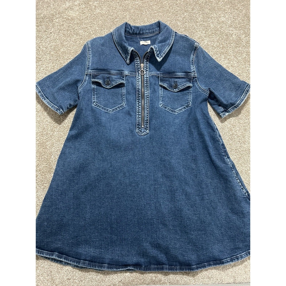 Pilcro Women's M Westley Regenerative Cotton Blue Denim Mini Dress Zip